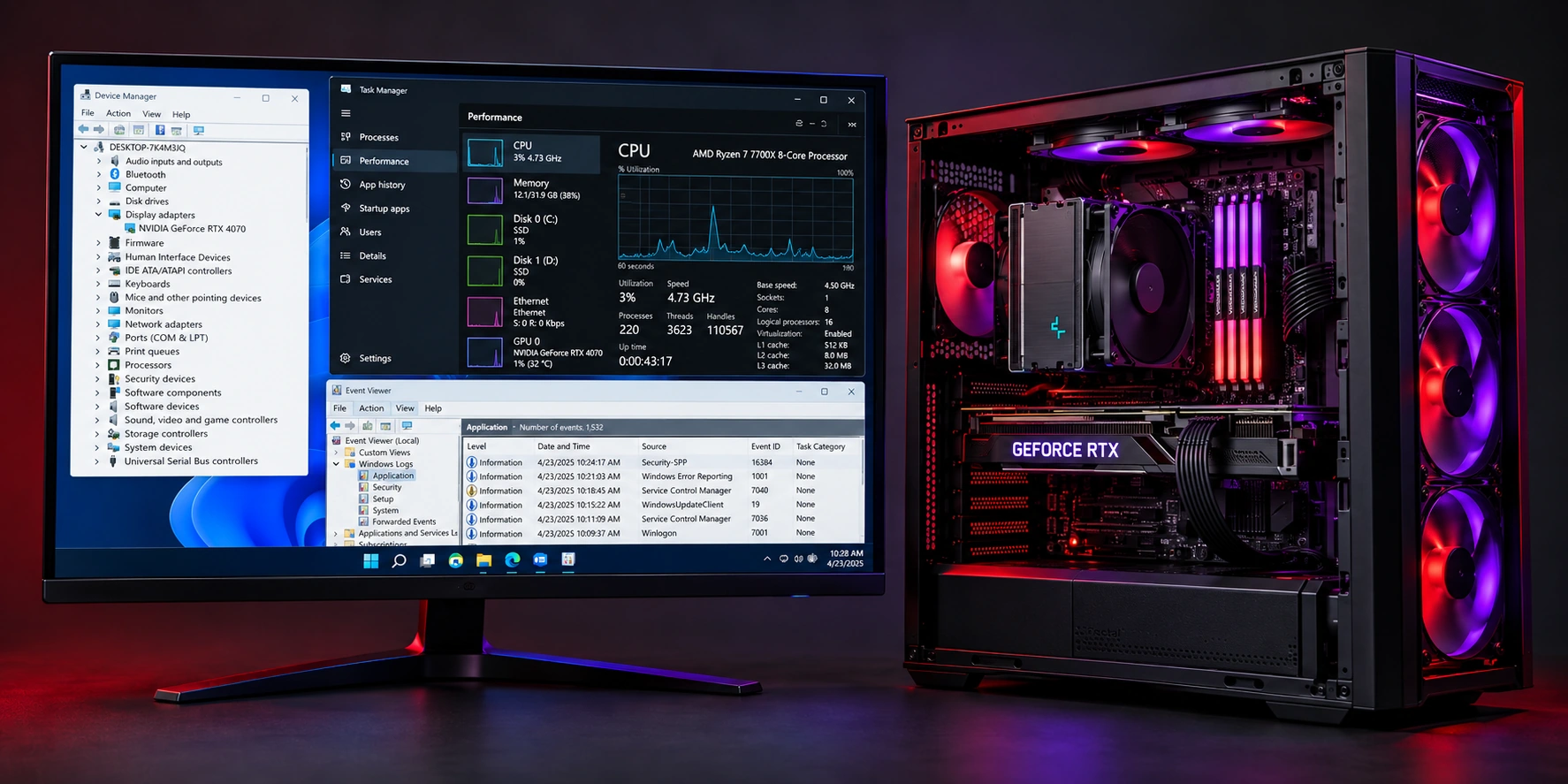 Computer diagnostics and repair service graphic for IT Guys Custom PC Builds in Dubuque, Iowa